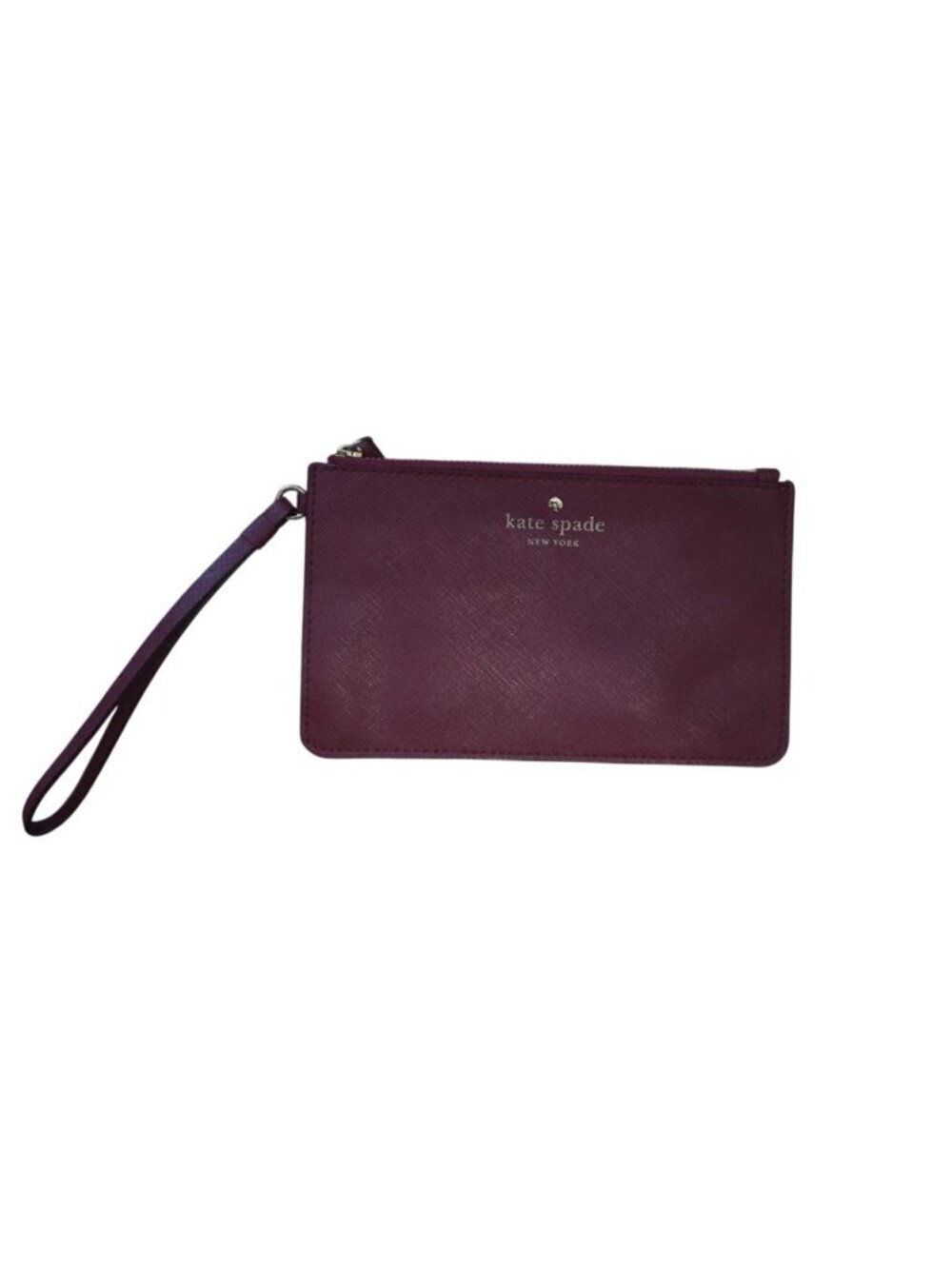 Kate Spade NY Leather Wristlet Burgundy Zip Clutch Card Holder Wallet.